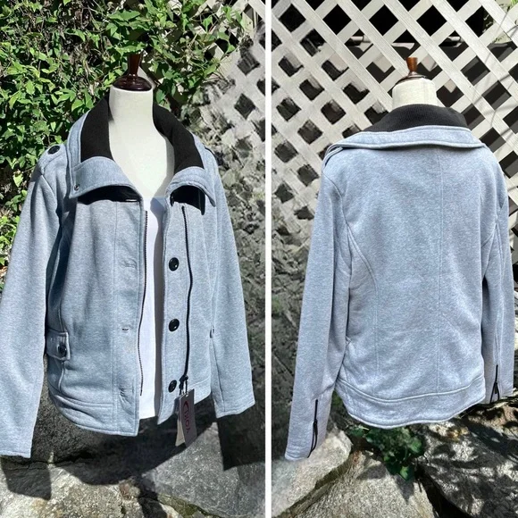 Yoki Knit Zippered Cuff Lightweight Collared Jacket - Picture 15 of 16